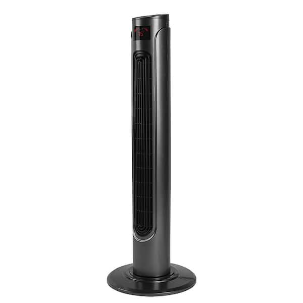 Tidoin 47 .2 in. Black Portable Bladeless Tower Fan with LED Lights and Timing Closure