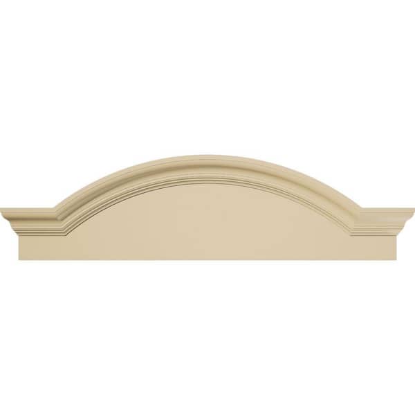 38-in W x 10-1/2-in H x 2-1/2-in P Segment Arch W/Flankers Smooth Signature Urethane Pediment, Primed Tan