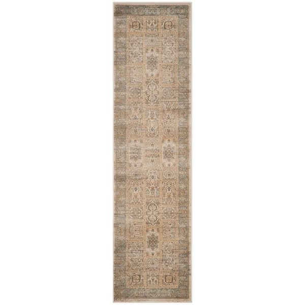 SAFAVIEH Vintage Ivory/Light Blue 2 ft. x 8 ft. Border Runner Rug