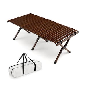 48 in. Bamboo Portable Picnic Table with a Carrying Bag in Brown