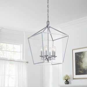 Weyburn 6-Light Polished Chrome Farmhouse Chandelier Light Fixture with Caged Metal Shade