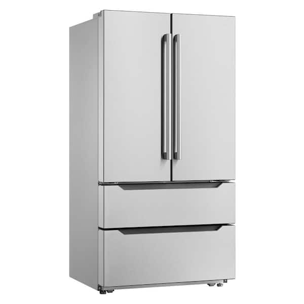 22.5 cu. ft. 4-Door French Door Refrigerator with Pull Handle in Stainless Steel, Counter Depth