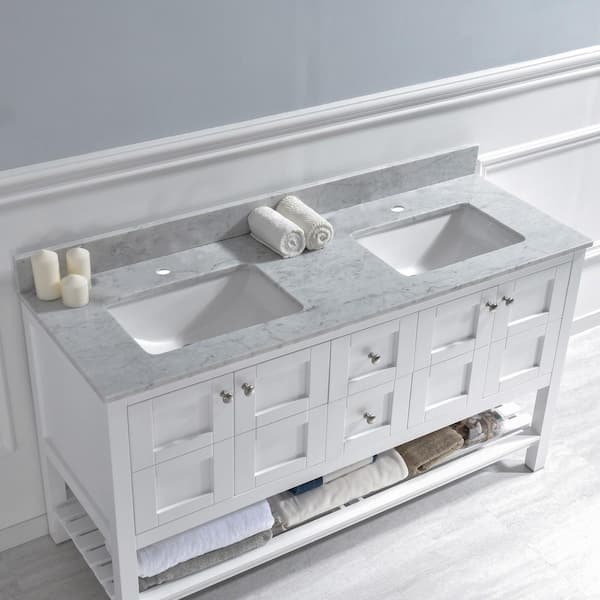 Double Basin Carrara Marble Vanity Top, Home Depot Double Vanity Top 600