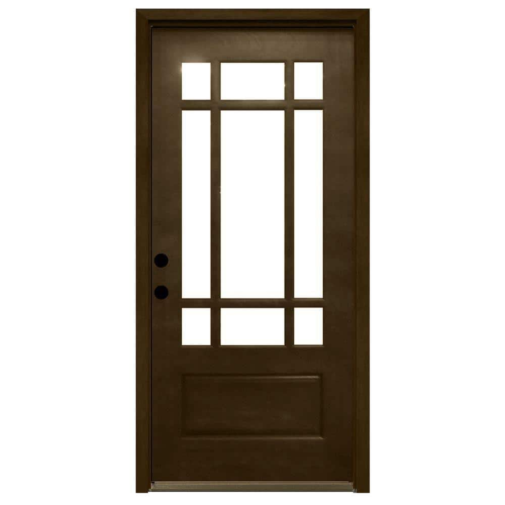 Steves & Sons 36 In. X 80 In. Craftsman 9 Lite Stained Mahogany Wood ...