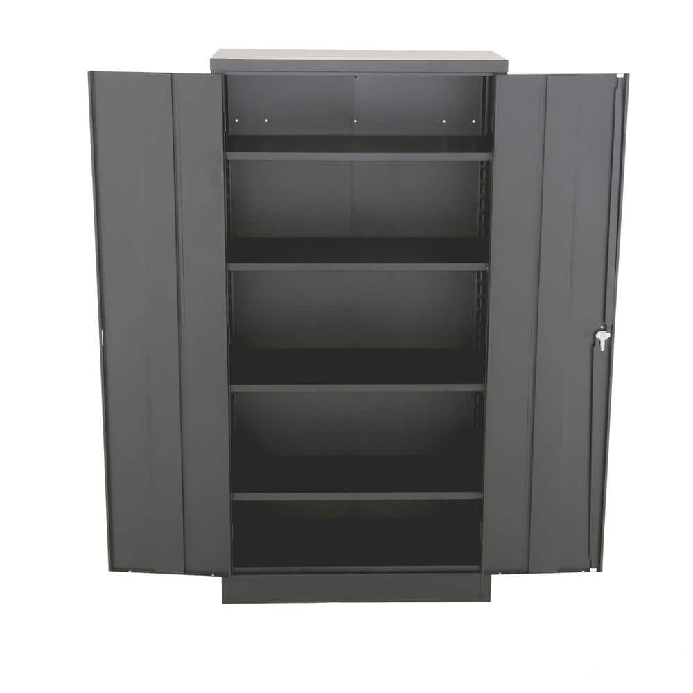 Black Steel Freestanding Lockable Office Cabinet with Adjustable Shelving
