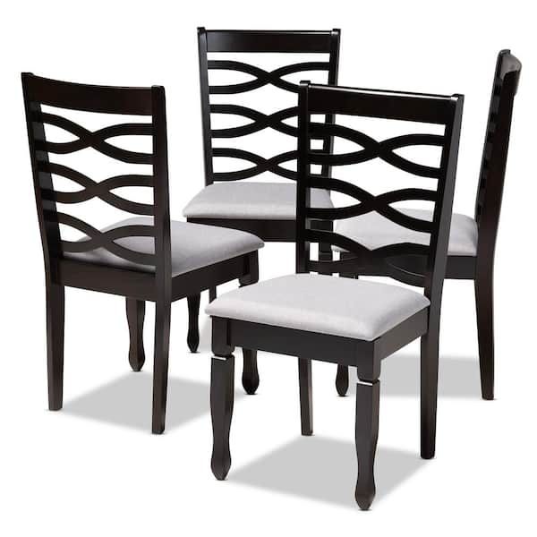 Baxton Studio Lanier Gray and Espresso Fabric Dining Chair (Set of 4)