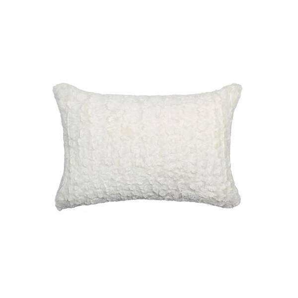 LUXE L 100% FAUX FUR Belton Ivory Mink 12 in. x 20 in. Faux Sheepskin Decorative Pillow