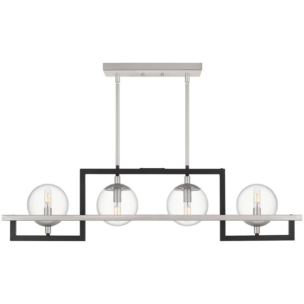 Kane 40" Black Steel and Glass Island Chandelier