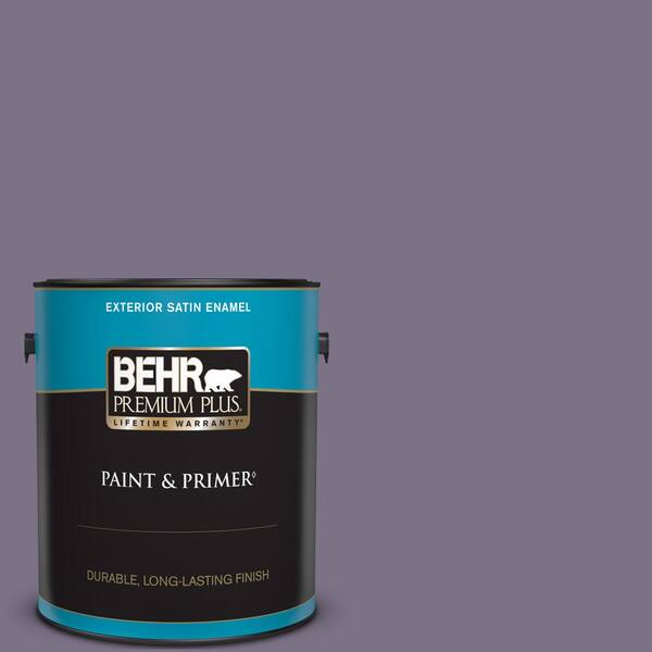 BEHR PREMIUM PLUS 1 gal. #660F-6 Peruvian Violet Satin Enamel Exterior Paint & Primer