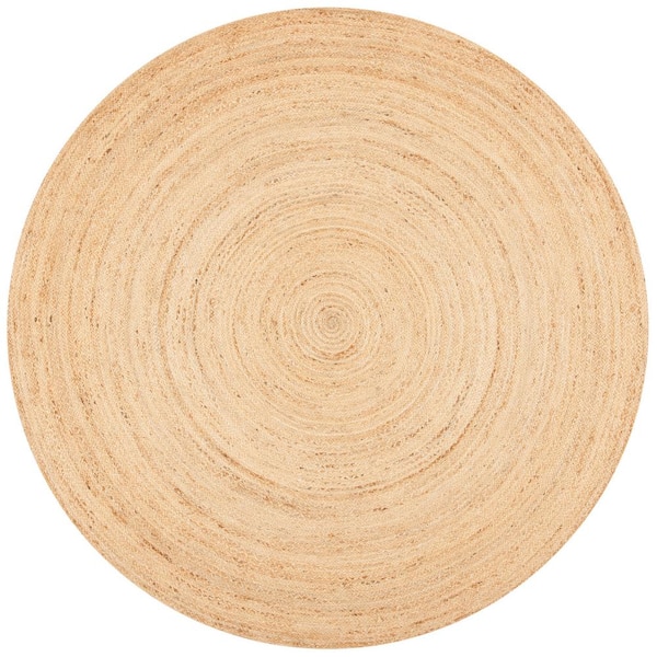 Natural Fiber Beige 7 ft. x 7 ft. Solid Color Round Area Rug