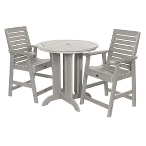 Weatherly Harbor Gray 3-Piece Counter Height Plastic Outdoor Dining Set