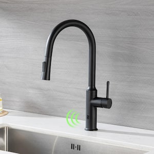 RX6012H Touchless Sensor Commercial Single Handle Pull Down Sprayer Kitchen Faucet in Spot Free Matte Black