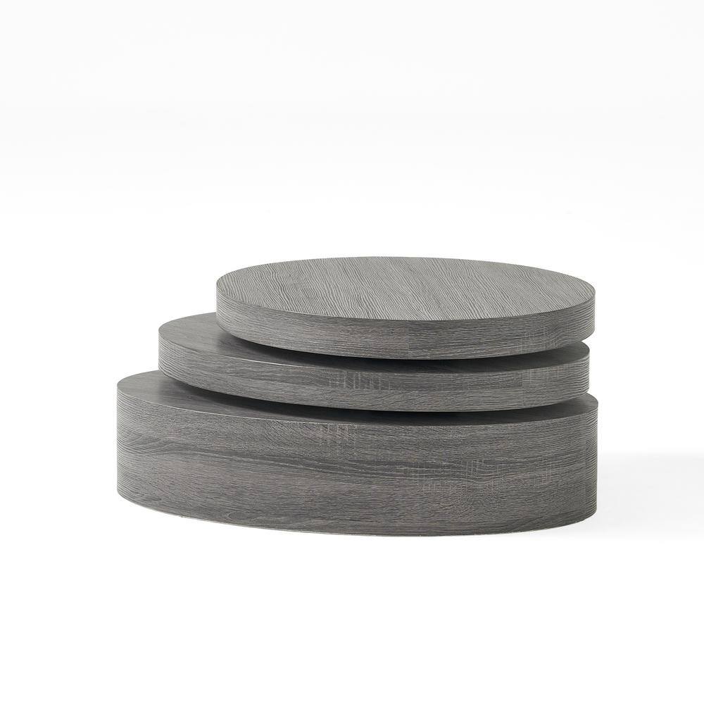 Modern Farmhouse Black Oak Oval Coffee Table with Pedestal Base