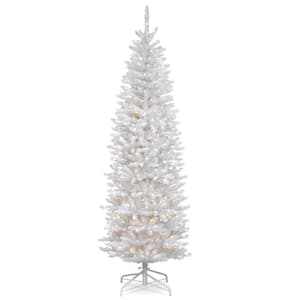 6.5 ft. Kingswood White Fir Pencil Artificial Christmas Tree with Clear Lights
