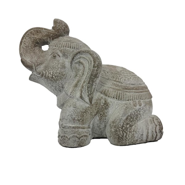 13 in. Grey Polyresin Elephant FB22632AM - The Home Depot