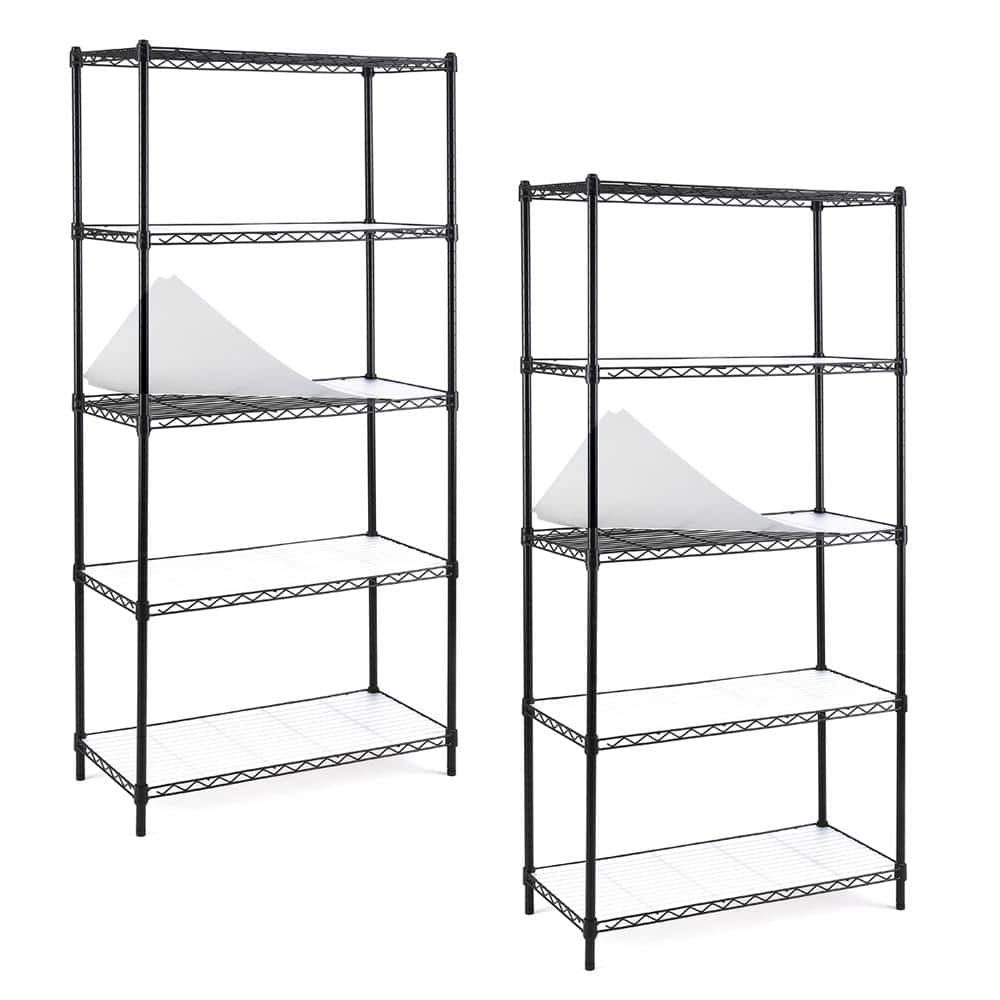 efine-black-5-tier-carbon-steel-wire-garage-storage-shelving-unit-nsf