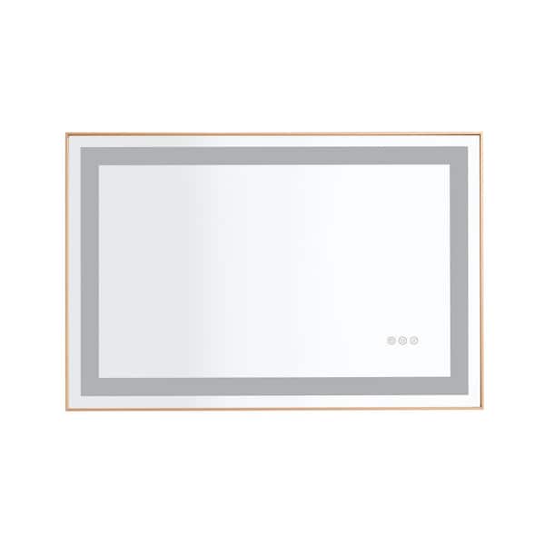 Polibi 36 in. W x 24 in. H Rectangular Framed Wall Mounted LED Lighted Bathroom Vanity Mirror with High Lumen + Anti-Fog
