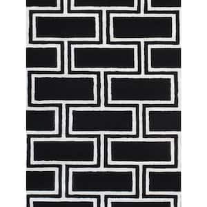 Edgy Black 8 ft. x 10 ft. Geometric Bamboo Silk and Wool Area Rug