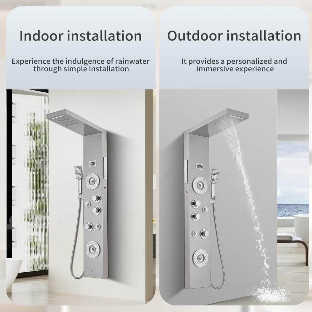 Nickel Chrome Multi-Function LED Shower Panel System