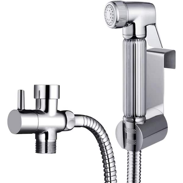 cadeninc 5 in. Non-Electric Bidet Sprayer for Toilet, Handheld Cloth Bidet Attachment Diaper Sprayer in Silver