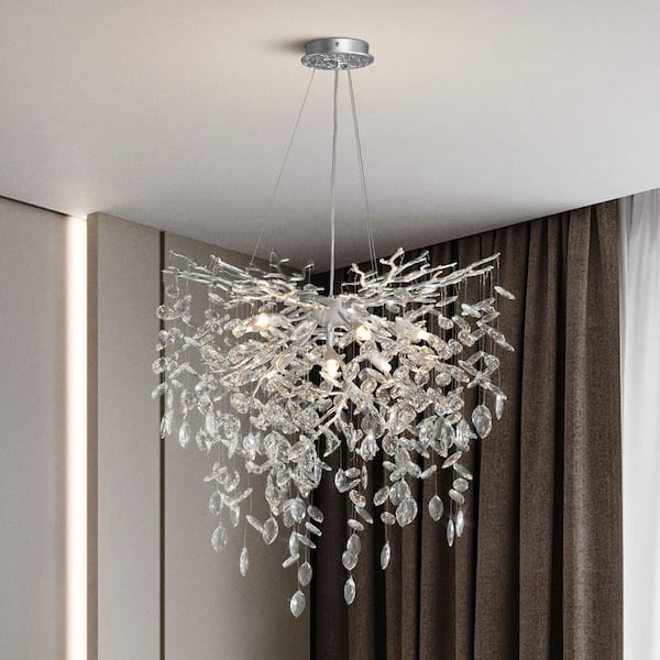 Have a question about YUYI Modern Chandelier 23 in. 8-Light Silver