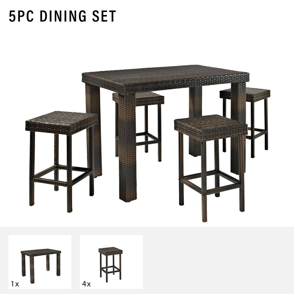 Palm Harbor Brown Wicker 5-Piece Outdoor Dining Set