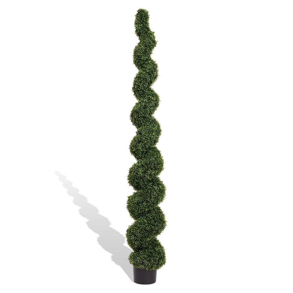 7 ft. Outdoor Green Artificial Topiary Bonsai Artificial Spiral Tree in Pot