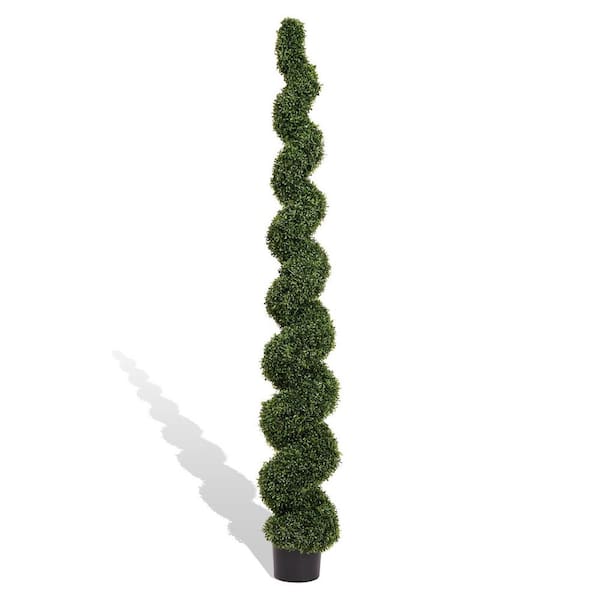 Unbranded 7 ft. Outdoor Green Artificial Topiary Bonsai Artificial Spiral Tree in Pot 1-Piece, for Home Office Decor, UV Resistant
