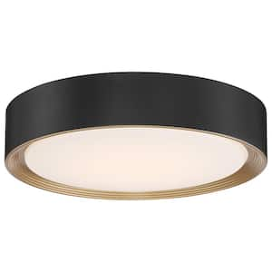 Malaga 15.75 in. 1-Light Matte Black Flush Mount with Acrylic Shade