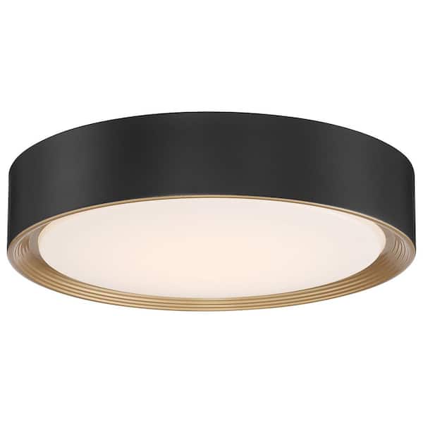 Malaga 15.75 in. 1-Light Matte Black Flush Mount with Acrylic Shade