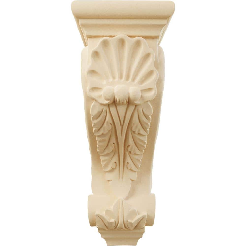 Large Hand-Carved Maple Shell Corbel, 14" Height