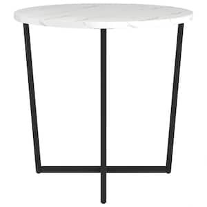 Pivetta 22 in. Blackened Bronze Round Side Table with Faux Marble Top