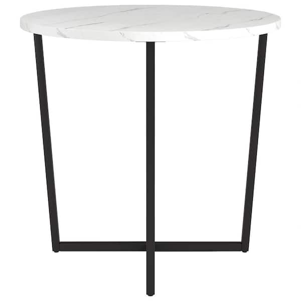 Meyer&Cross Pivetta 22 in. Blackened Bronze Round Side Table with Faux Marble Top