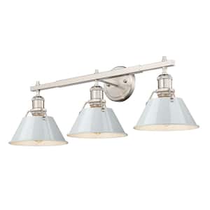 Orwell 27.25 in. 3-Light Pewter and Dusky Blue Vanity Light