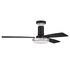 Manning 52 in. Indoor Hugger Flat Black/Brushed Nickel Ceiling Fan w/ Smart Wi-Fi Enabled Remote & Integrated LED Light