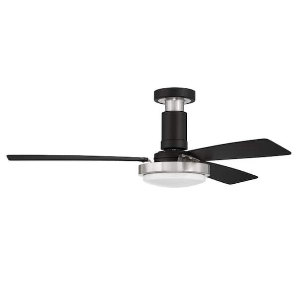 CRAFTMADE Manning 52 in. Indoor Hugger Flat Black/Brushed Nickel Ceiling Fan w/ Smart Wi-Fi Enabled Remote & Integrated LED Light