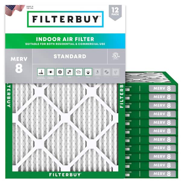 16 in. x 20 in. x 1 in. MERV 8 (FPR 5) Dust Defense Pleated HVAC AC Furnace Air Filters Replacement (12-Pack)