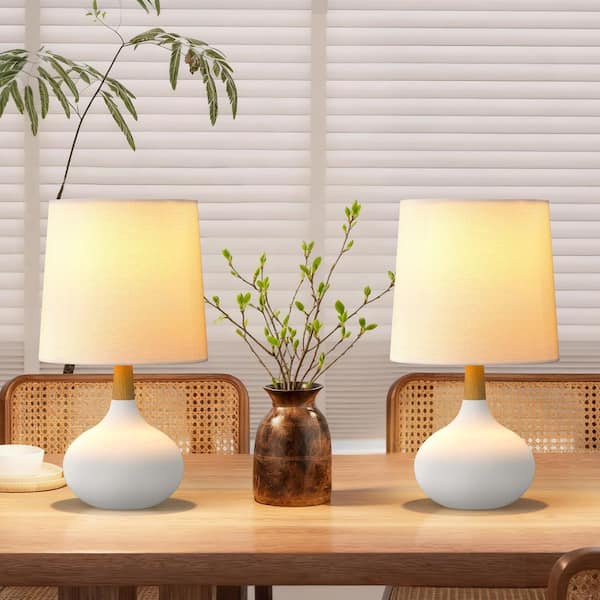 Maxax Cleveland 14 in. White Modern Ceramic Bedroom Living Room