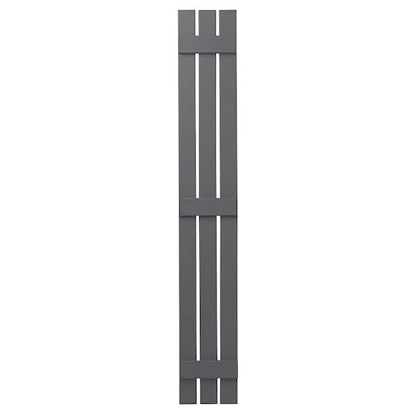 Ply Gem 12 in. x 75 in. Polypropylene 3-Board Open Board and Batten Shutters Pair in Gray