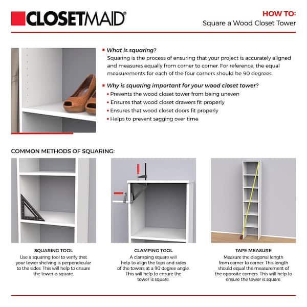 Impressions Narrow 48 in. W - 112 in. W White Wood Closet System