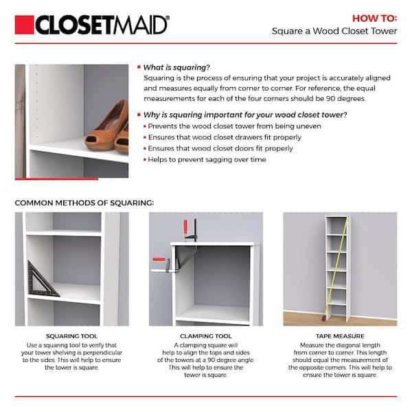 ClosetMaid - Impressions Basic Plus 60 in. W - 120 in. W White Wood Closet System