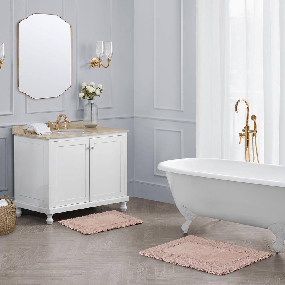 Blush Cotton Ruffle Border Bath Rug Set, 20" x 32"
