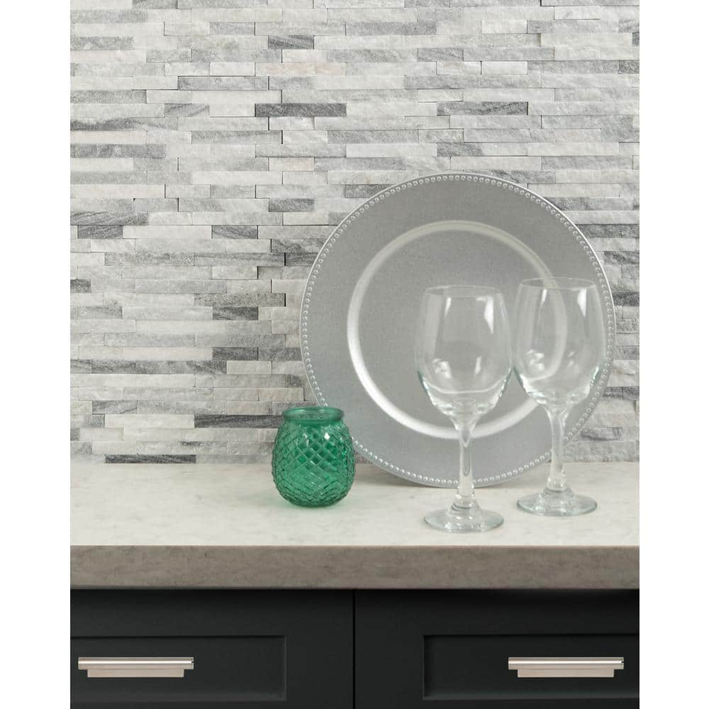 Alaska Gray Marble Splitface Mosaic Wall Tile