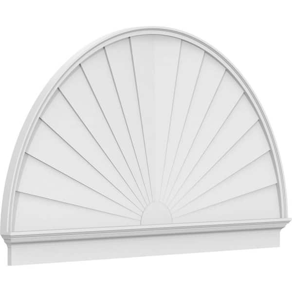 2-3/4 in. x 74 in. x 43-3/4 in. Half Round Sunburst Architectural Grade PVC Combination Pediment