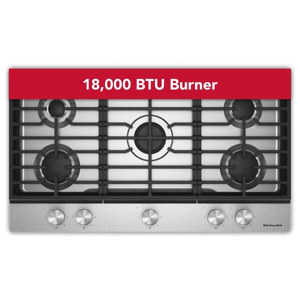 36 in. 5 Burners Gas Cooktop in Stainless Steel with 5 Versatile Burners