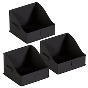 3-Pack Black Collapsible Trapezoid Fabric Shelf Storage Basket Bin