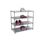 Home Basics 4-Tier Stackable Shoe Rack, Grey, 12 Pair Capacity