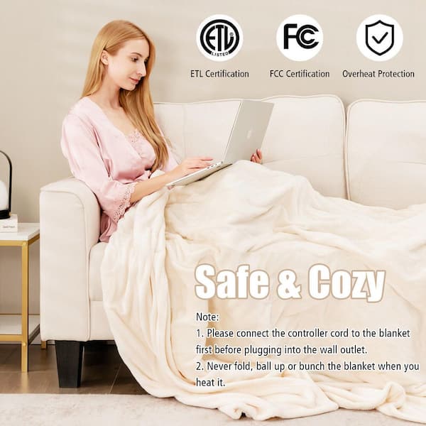 Electric Heated Throw Blanket with 9 Heating Levels & 12hrs