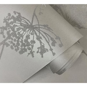 Zinc Glass Beaded Wild Grass Paper Unpasted Nonwoven Wallpaper Roll 57.5 sq. ft.