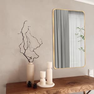 24 in. W x 36 in. H Gold Vanity Rectangle Wall Mirror Aluminium Alloy Frame Bathroom Mirror